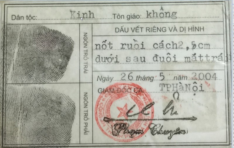 Bản sao chứng minh thư nhân dân